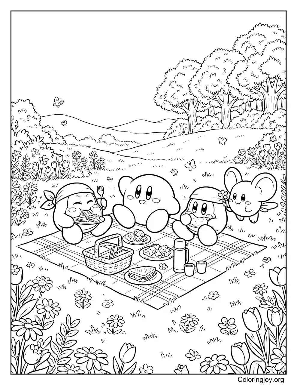 Kirby Picnic Adventure coloring page