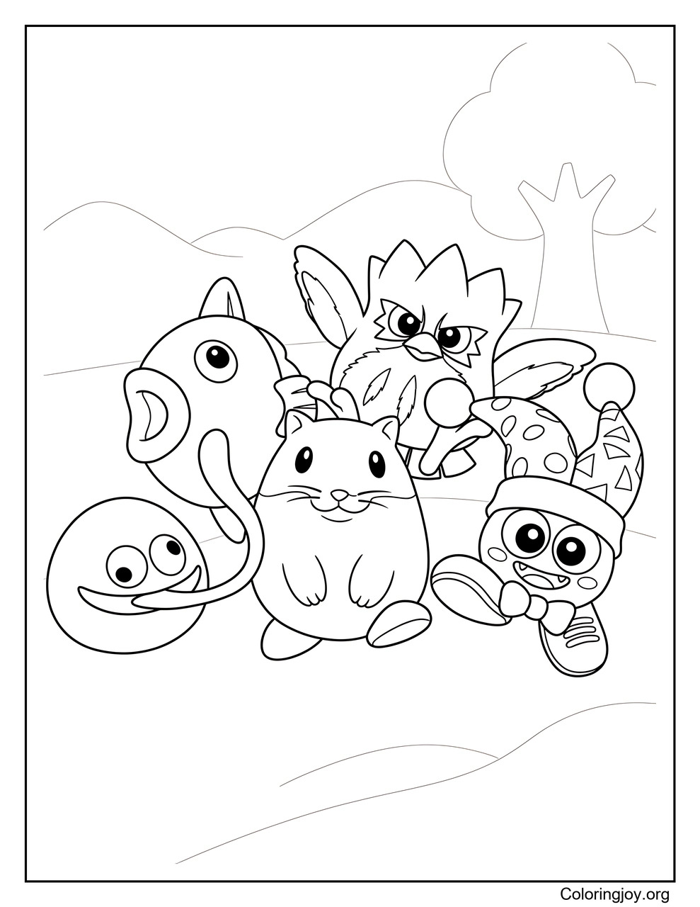 Kirby Star Allies Team coloring page