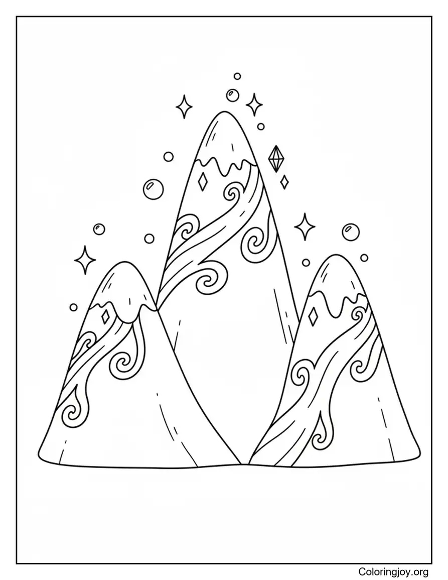 Fantasy Mountain Scene coloring page