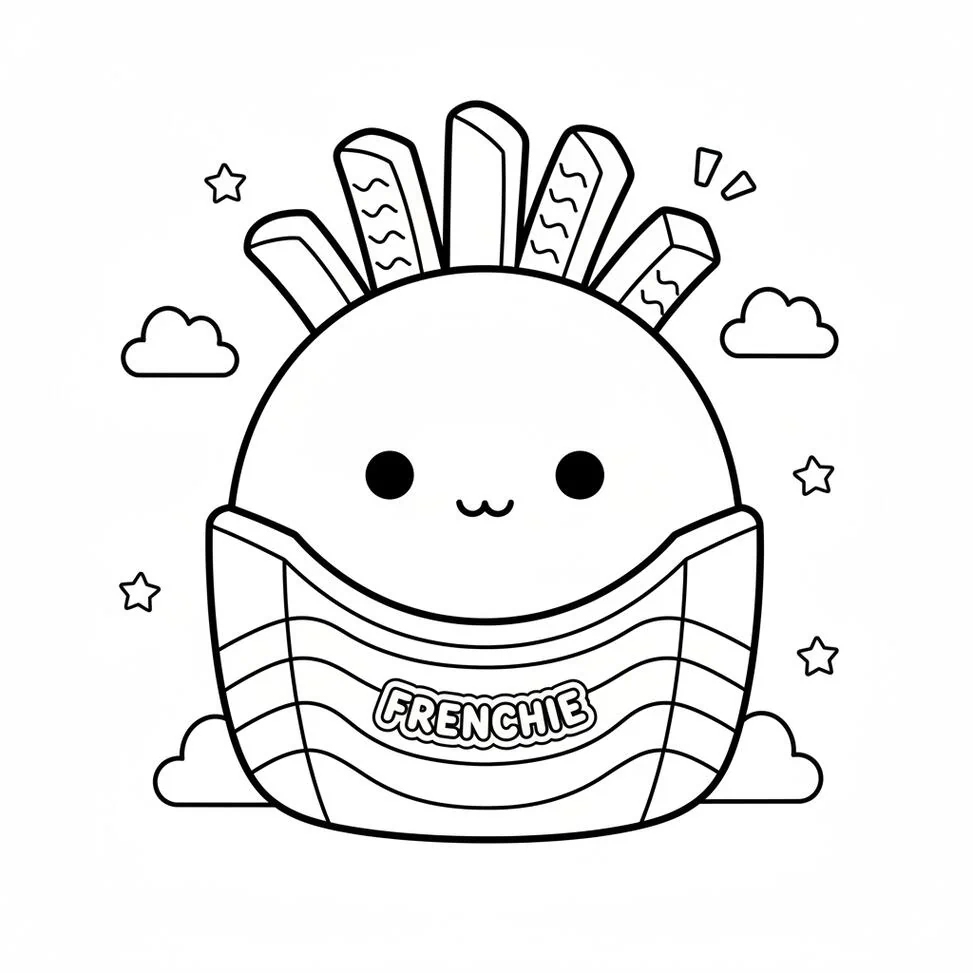 Cute French Fry Squishmallow coloring page