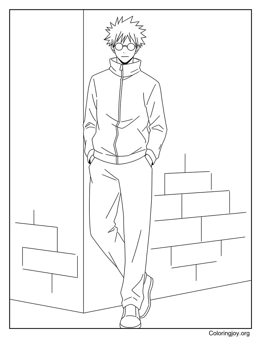 Gojo Satoru apoyado en la pared
