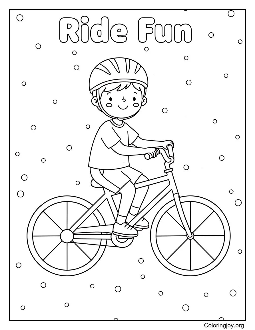 Tema avventura della pagina da colorare estiva in bicicletta all'aria aperta disegno da colorare