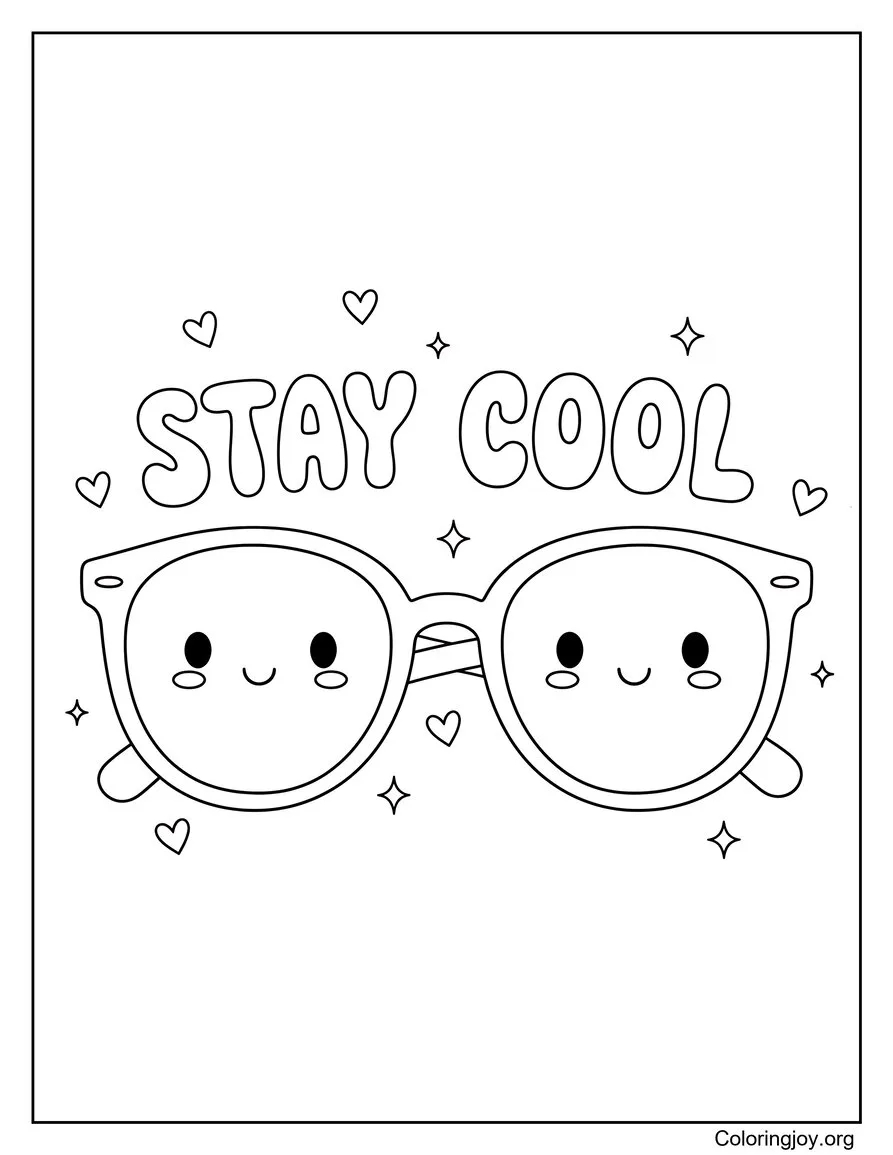 Occhiali da sole Giornata di sole Estate Pagina da colorare Stile cool disegno da colorare