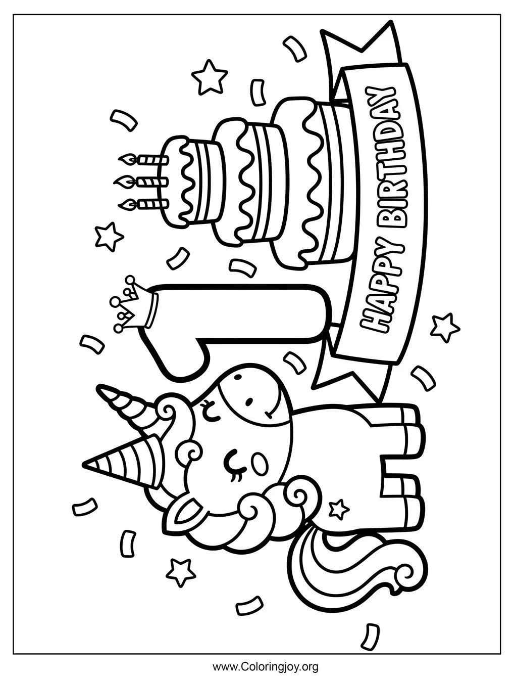 Anniversaire Licorne coloriage