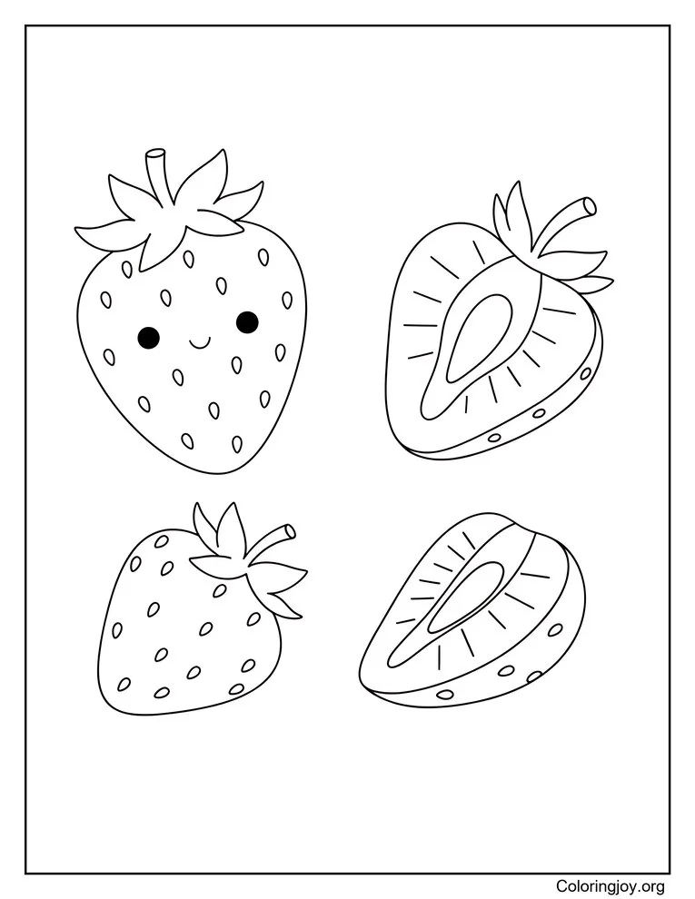 Formas de fresa página para colorear