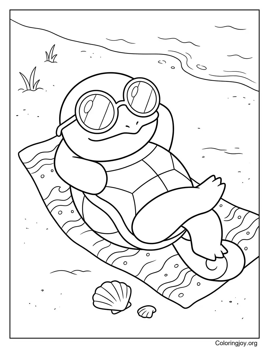 Coloriage de Lunettes de soleil amusant Squirtle à imprimer