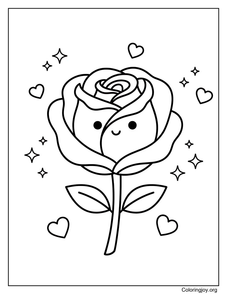 Valentine Rose Coloring Page