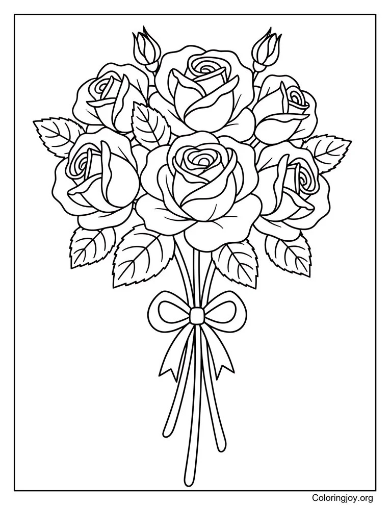 Rose Bouquet Coloring Page