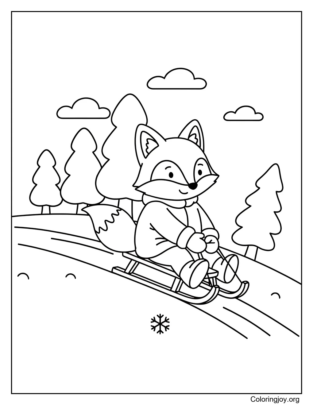 Sledding picture to color