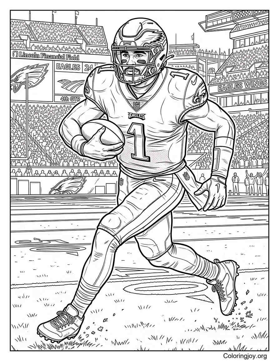 Realistic Style Jalen Hurts coloring page