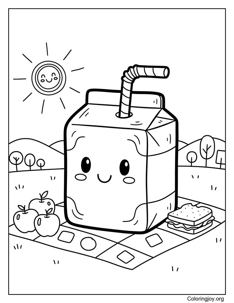 Dibujo para colorear Caja de jugo de manzana para colorear