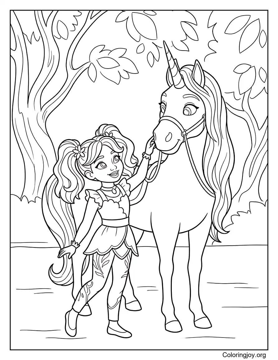 Ava And Leaf In The Enchanted Forest Unicorn Academy página para colorear