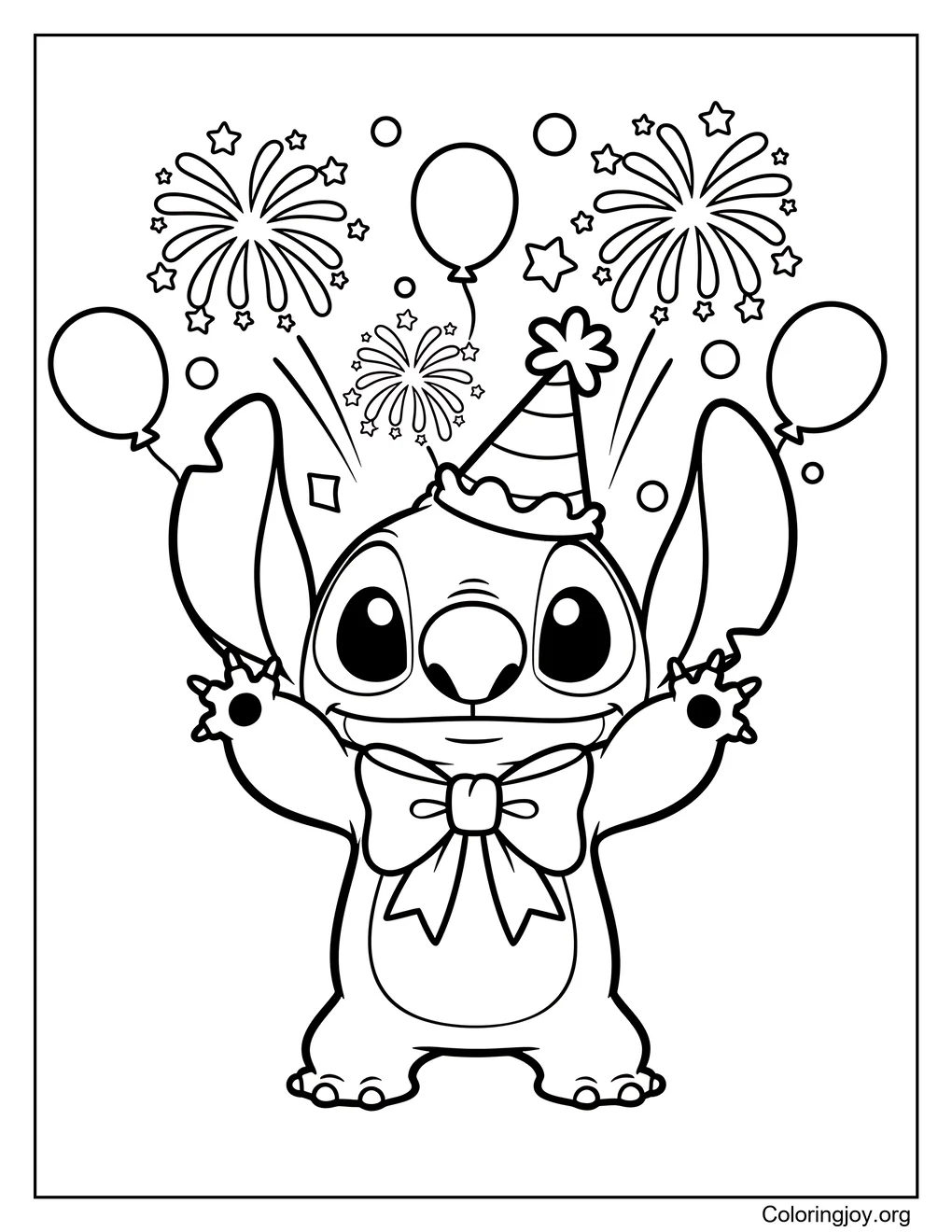 Año nuevo Stitch página para colorear