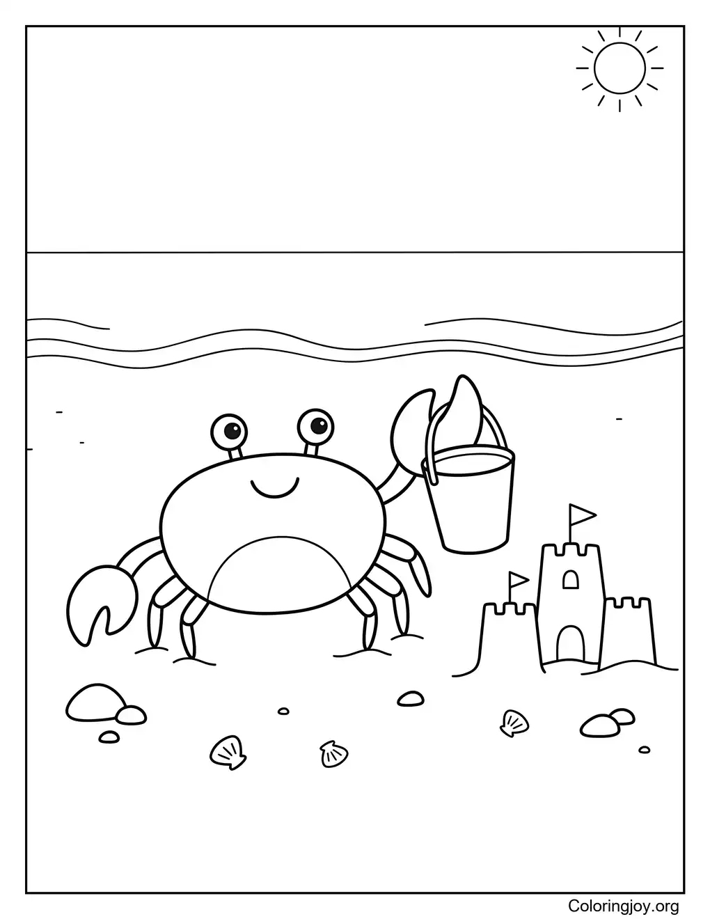 Cute Beach Crab Summer coloring page