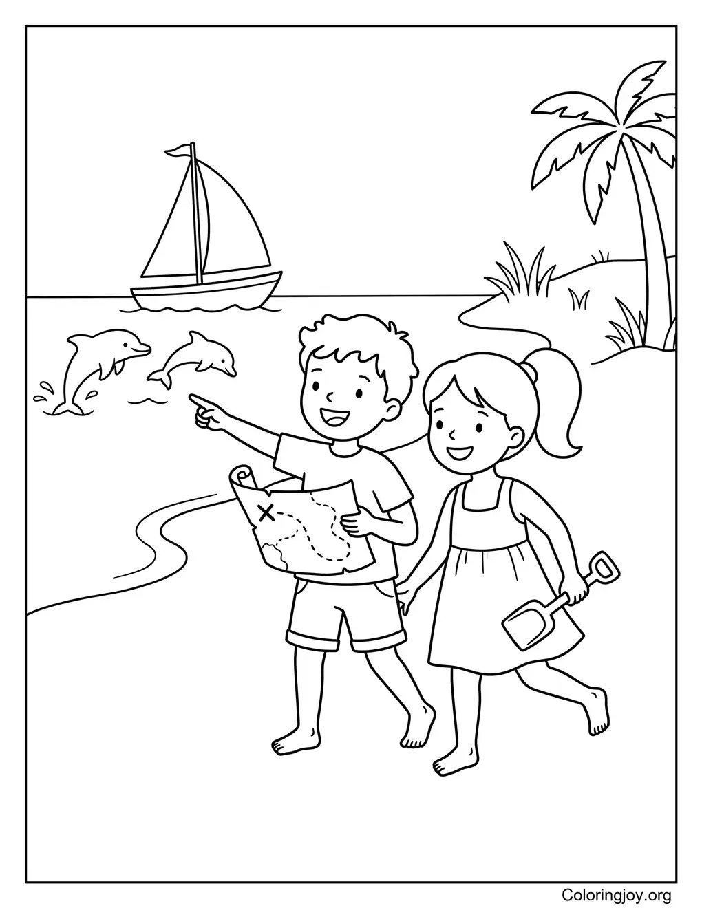 Ocean Beach Adventures KidsColoring Sheet coloring page