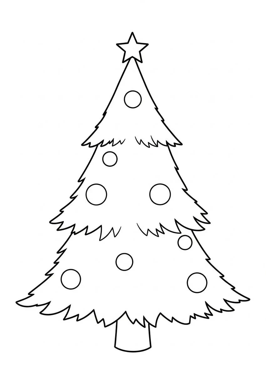 Eenvoudige kerstboom kleurplaat