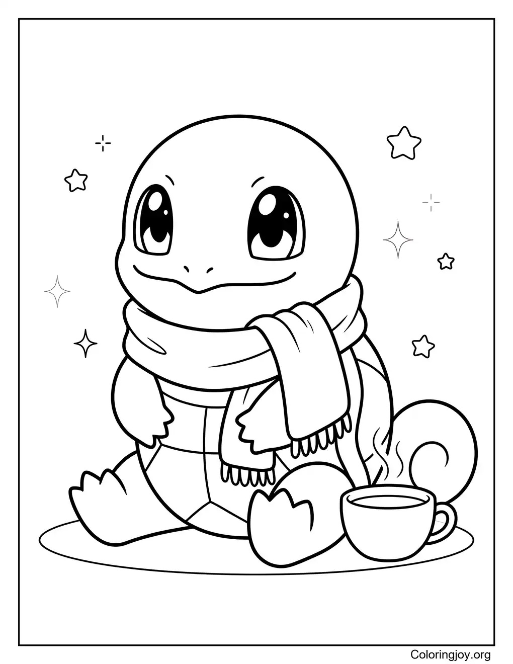 Coloriage imprimable inspiré de Squirtle mignon