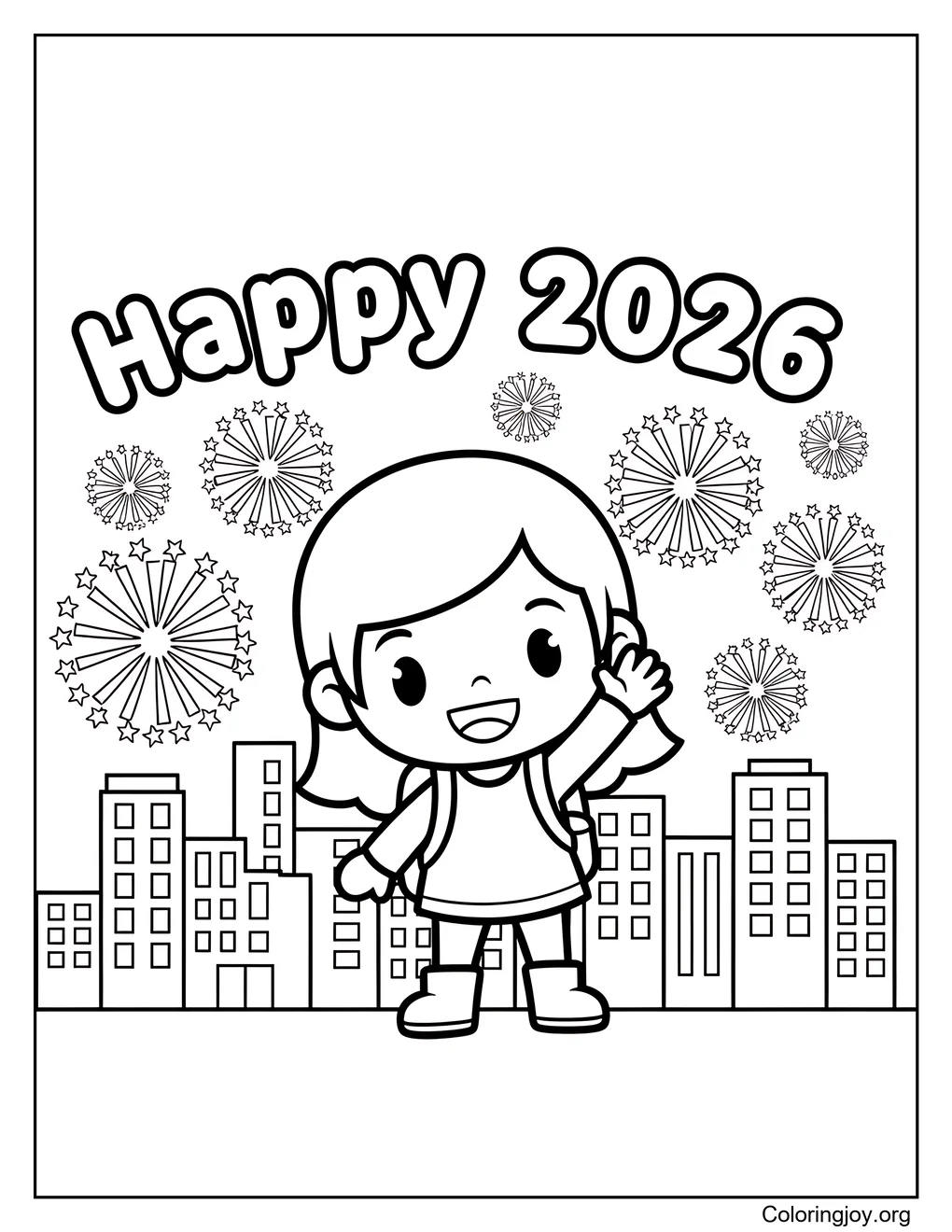Dora New Year simple picture for coloring coloring page