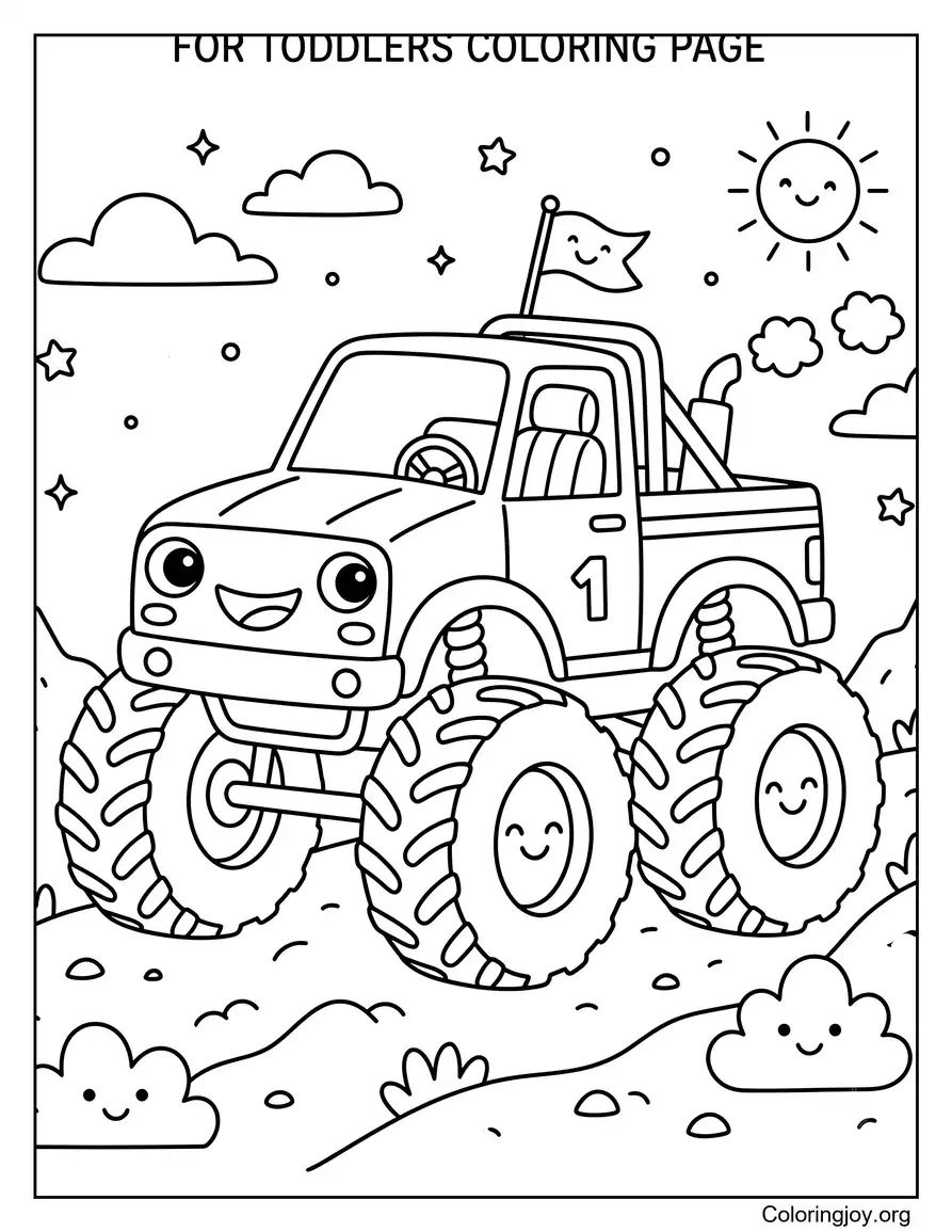 Easy Toddler Monster Truck Picture to Print coloring page