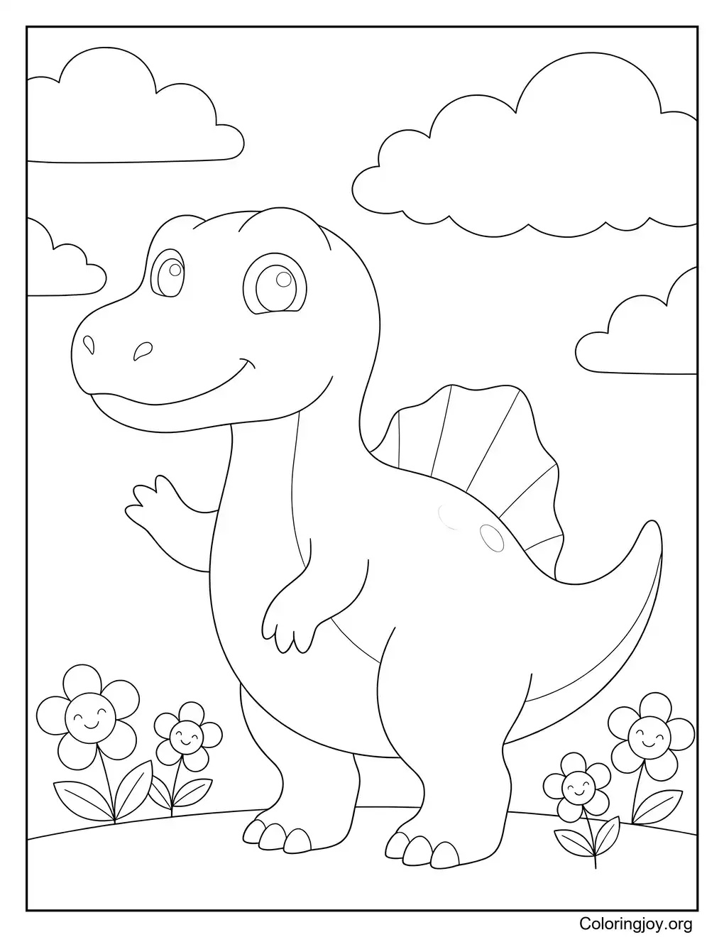 Einfach druckbare Spinosaurus-Malseite für Kleinkinder
