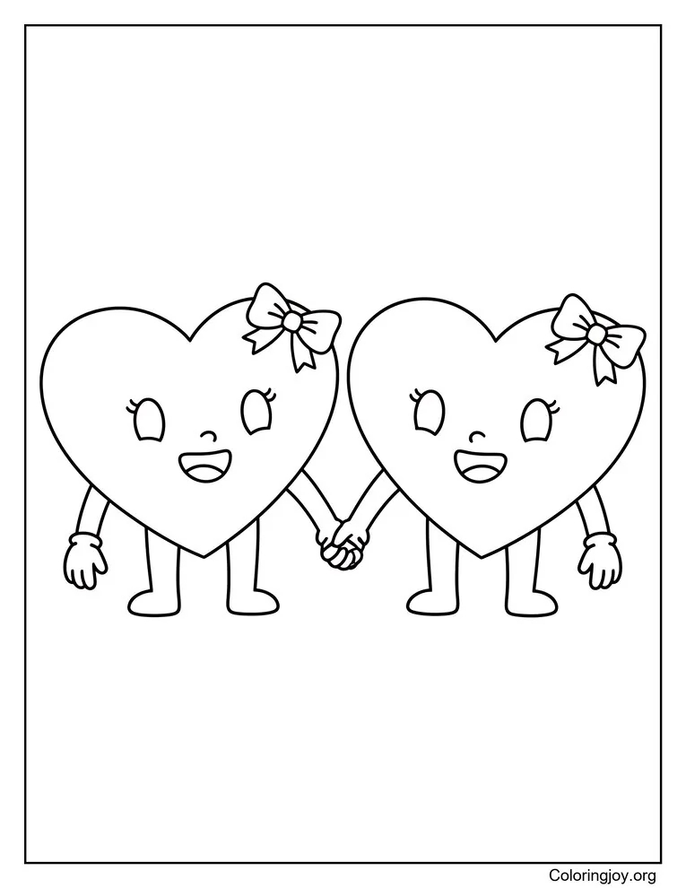 Amigos de dulce corazón página para colorear