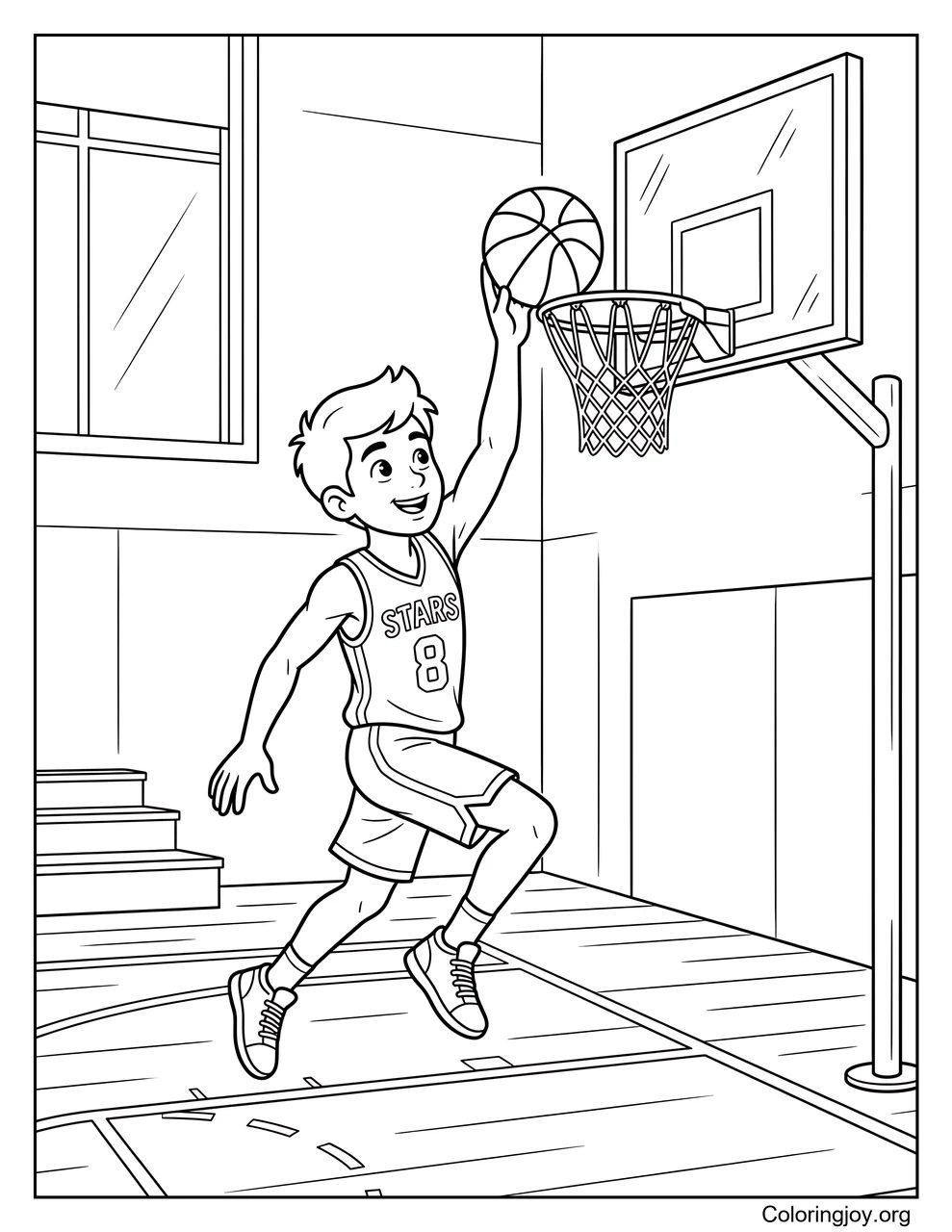 A player scores with a smooth layup.