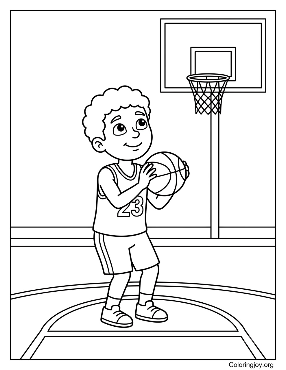 A basketball player prepares to take a free throw.