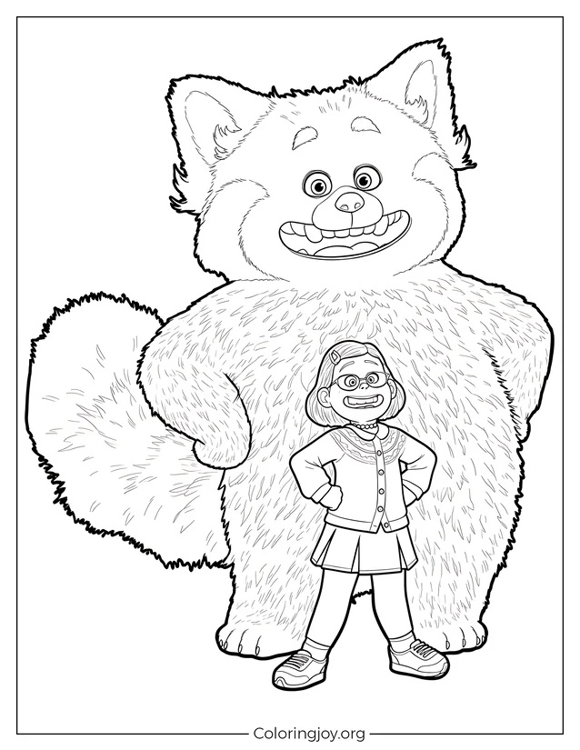 Meilin Lee e Turnring Panda Rosso insieme disegno da colorare