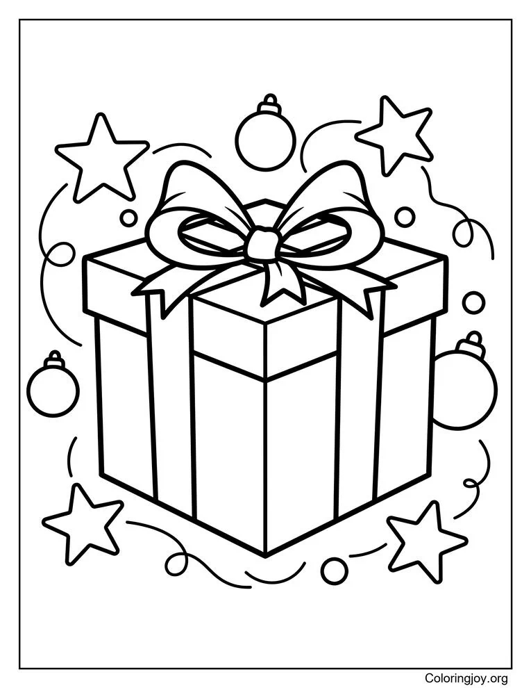 Glittery holiday gift coloring pages