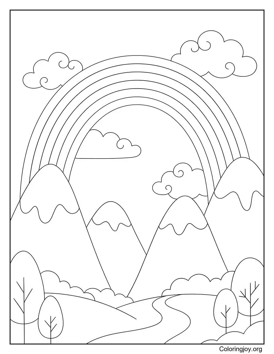 Mountain Rainbow Fantasy Page coloring page