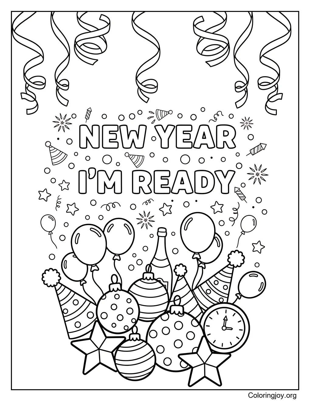 New Year Decorations coloring page