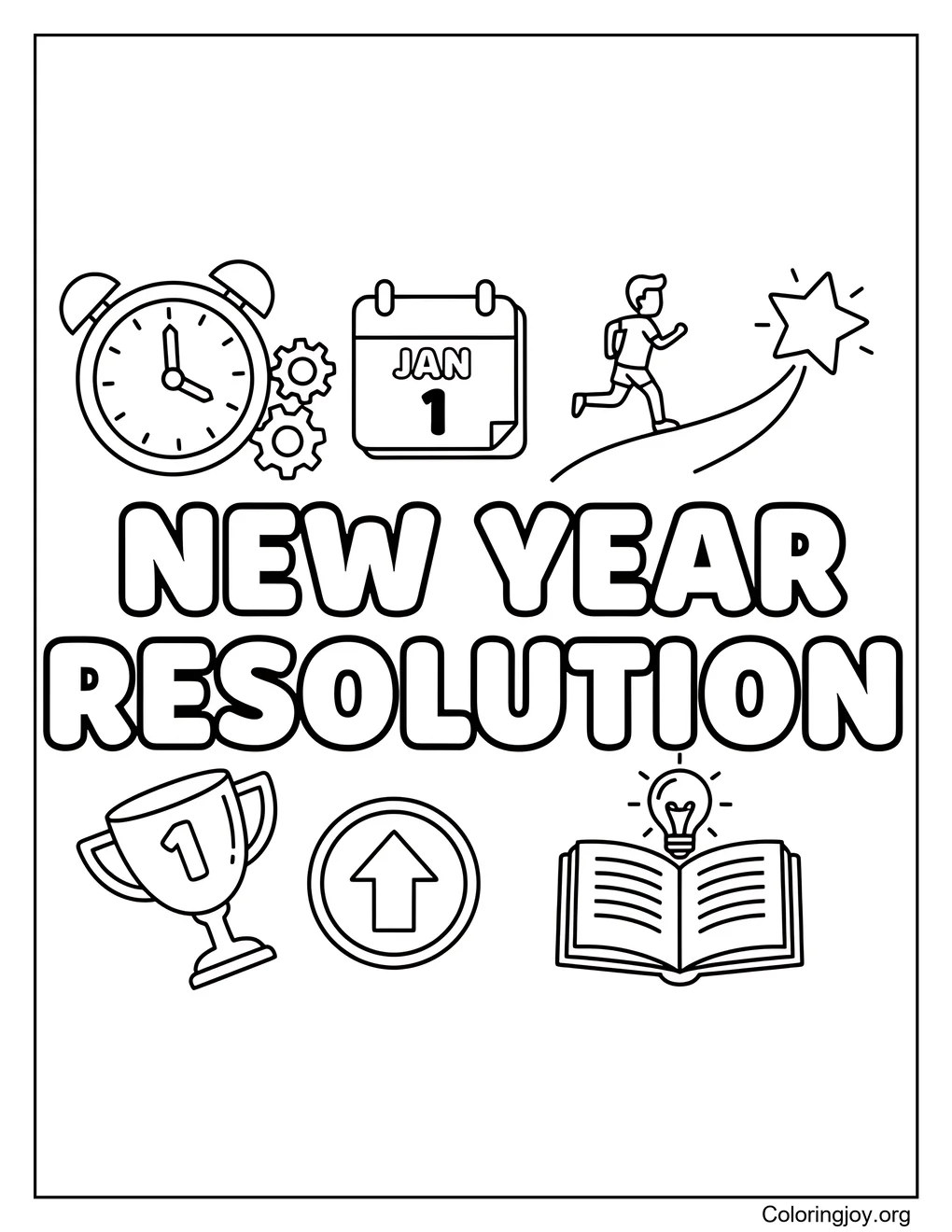 New Year Resolution coloring page