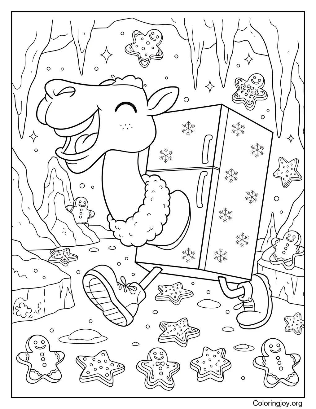 Frigo Camelo celebra la navidad página para colorear