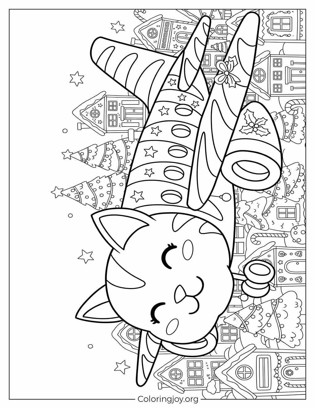 Gattino Aereoplanino colorante navideño página para colorear