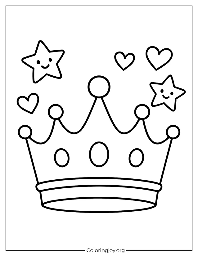 Dibujo sencillo de corona de rey y reina para niños
