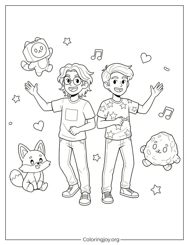 LankyBox Justin y Adam Página para colorear