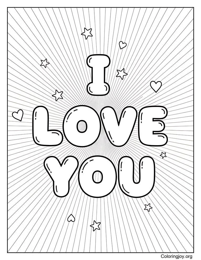 Striped I Love You Message coloring page