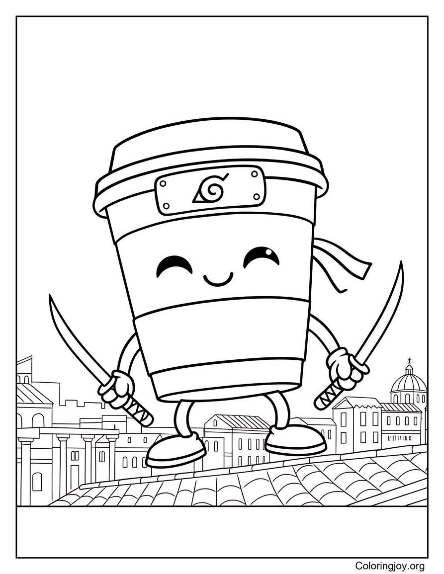 Cappuccino Assassino En persecución en la azotea de Roma página para colorear