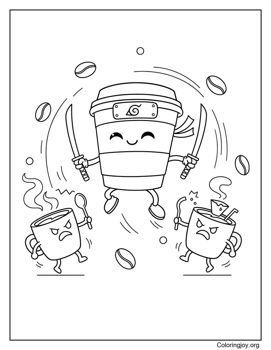 Cappuccino Assassino Vs villanos descafeinado página para colorear