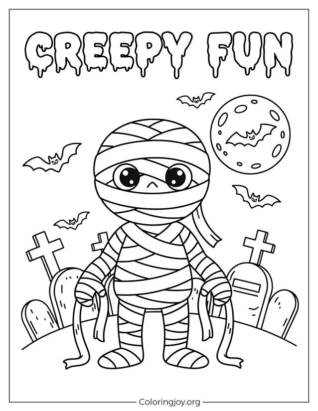 Dibujo para colorear de Momia de Halloween