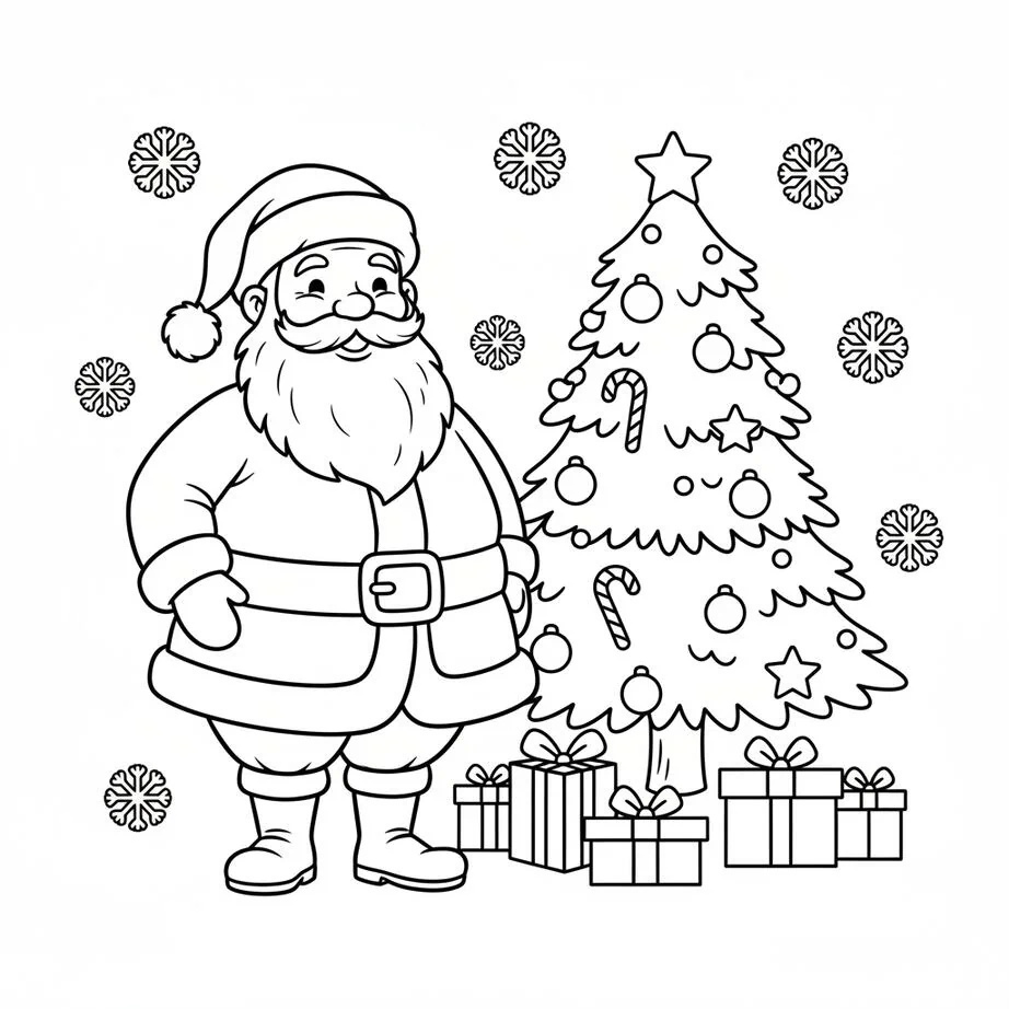 Jolly Vintage Santa Christmas Coloring Page