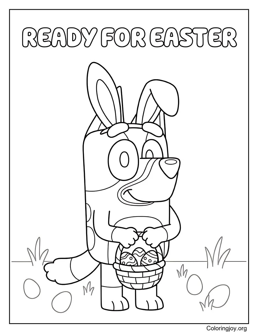 Listo para Pascua Bluey página para colorear