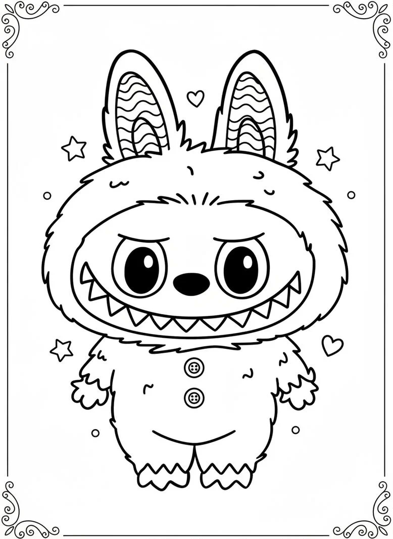 Labubu página para colorear disfraz