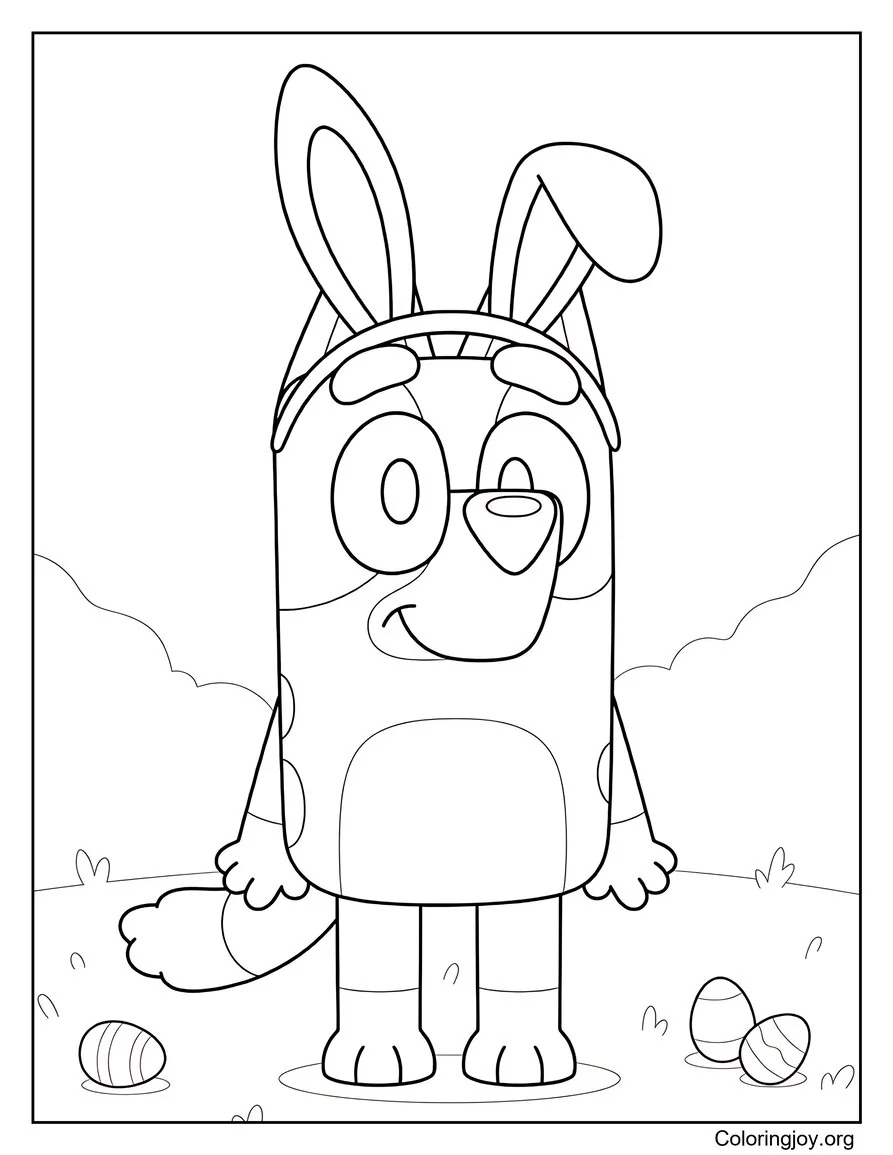 Bluey Página para colorear disfraz de orejas de conejo