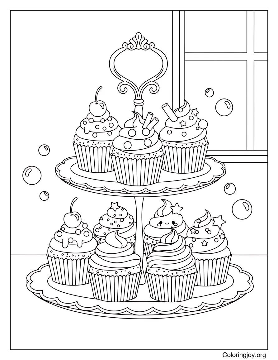 Cupcakes sur un plateau de desserts raffinés