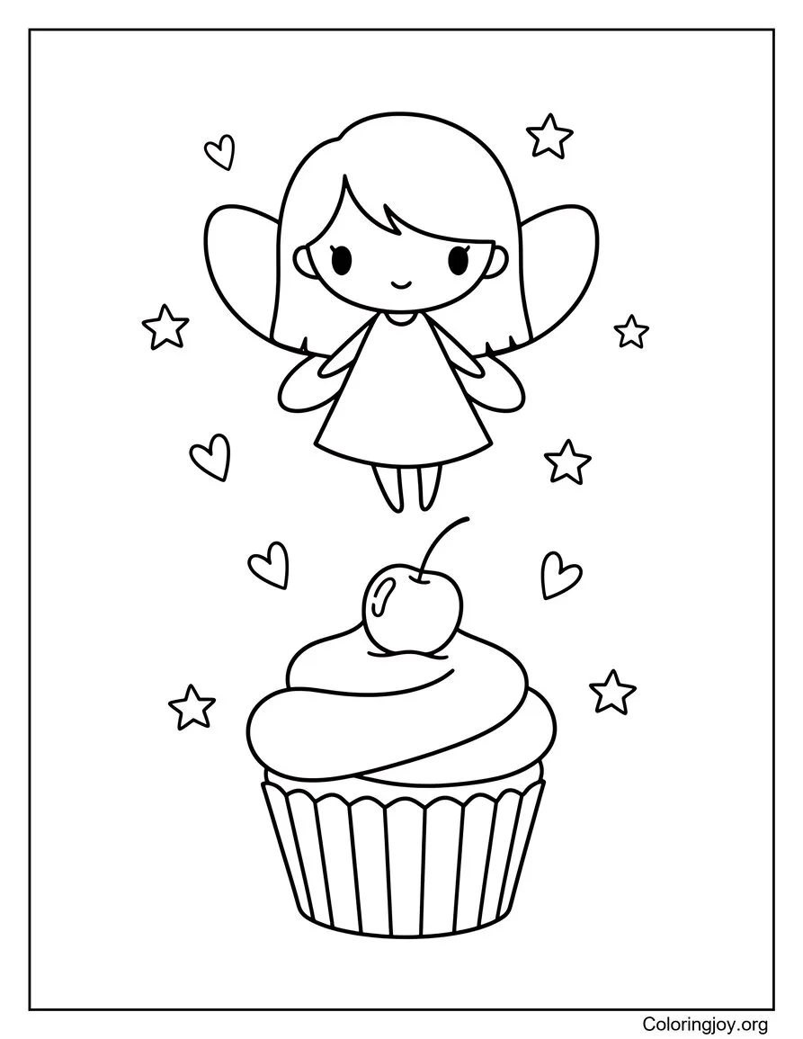 Fée magique avec cupcake sucré