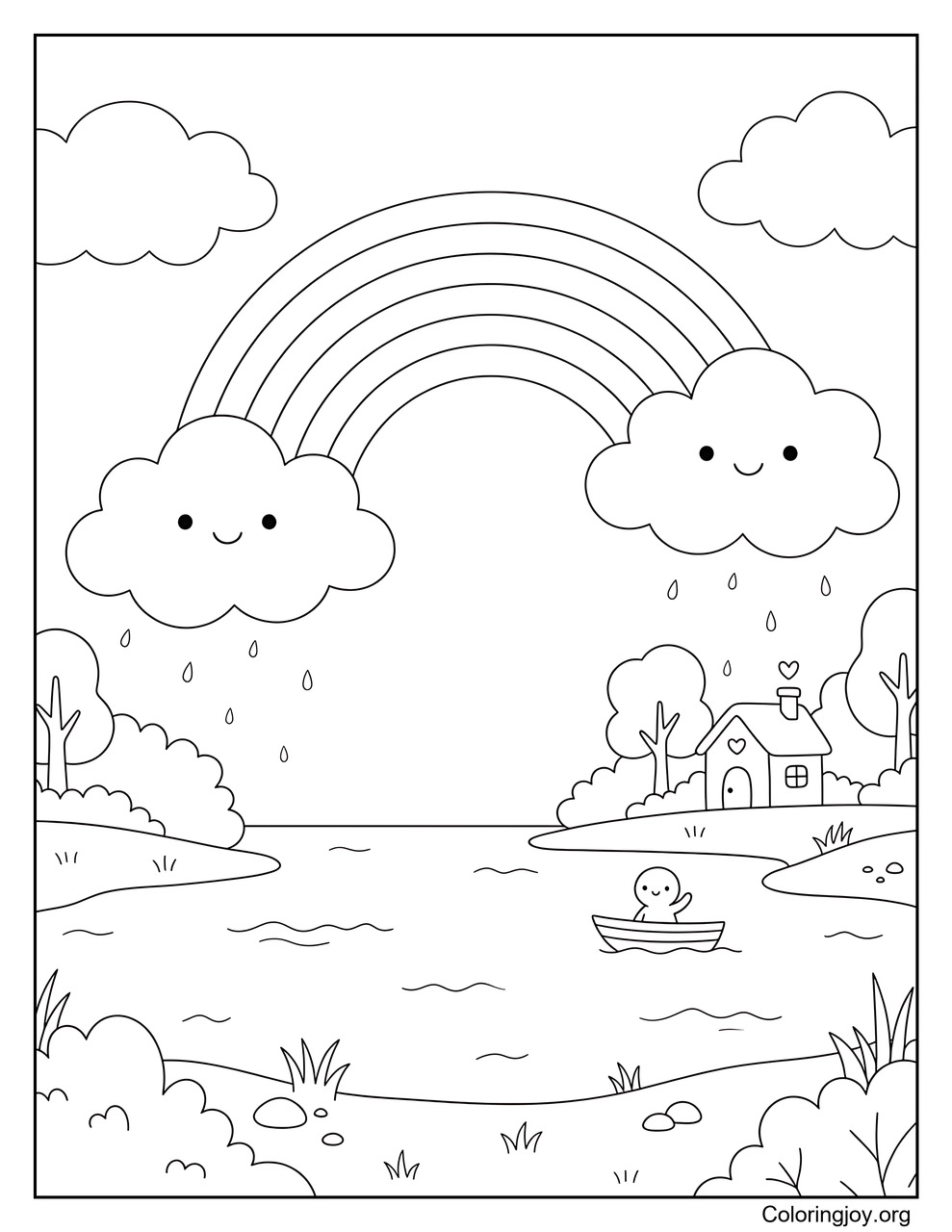 Nach dem Regen erscheint ein Regenbogen.