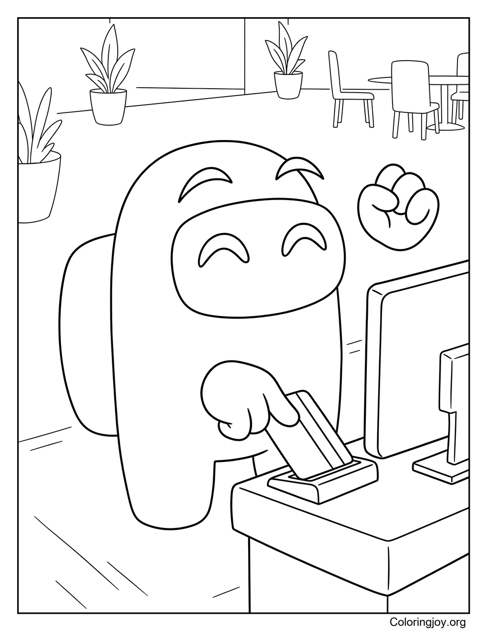 Master the Among Us Swipe Card Task coloring page