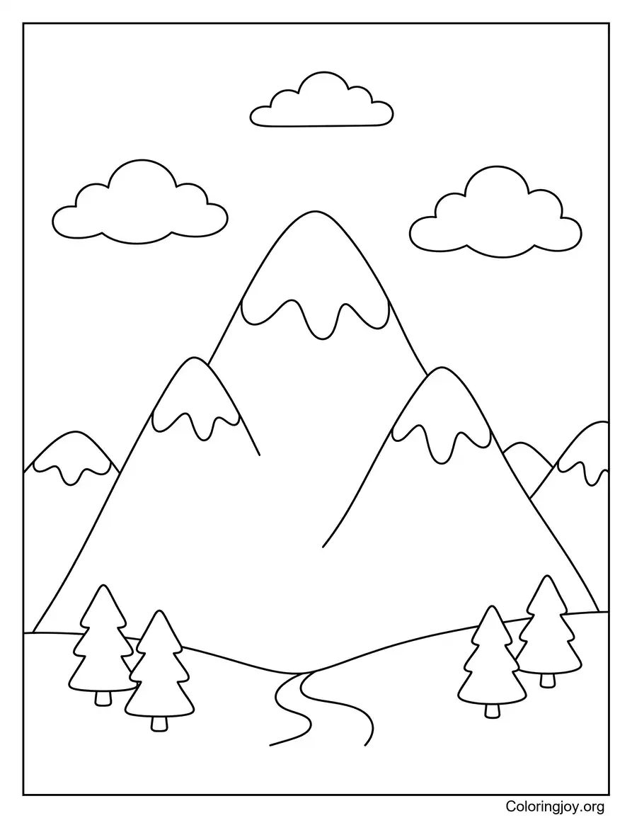 Mountain Scenery coloring page