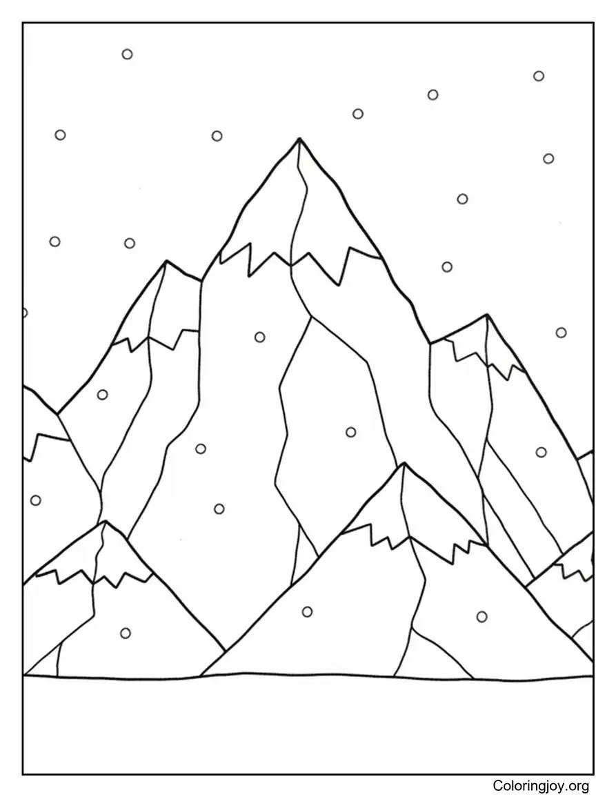 Snowy Mountain Peaks coloring page